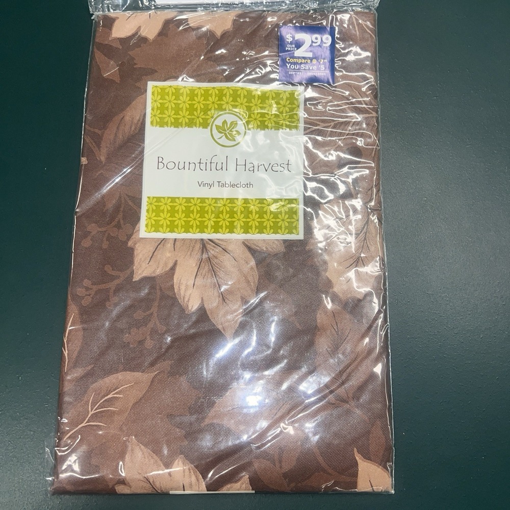 Vinyl Round Tablecloth 60" Bountiful Harvest Fall Autumn New Thanksgiving Picnic